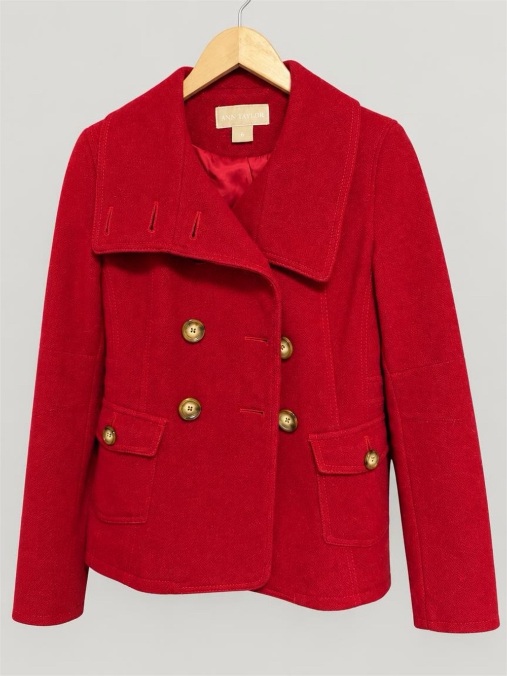 Michael Kors Red Double-Breasted Peacoat